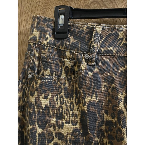 Hydraulic Womens Brown Leopard Denim Nolita Mid Rise Curvy Mini Skirt 8 Stretch - Picture 4 of 11
